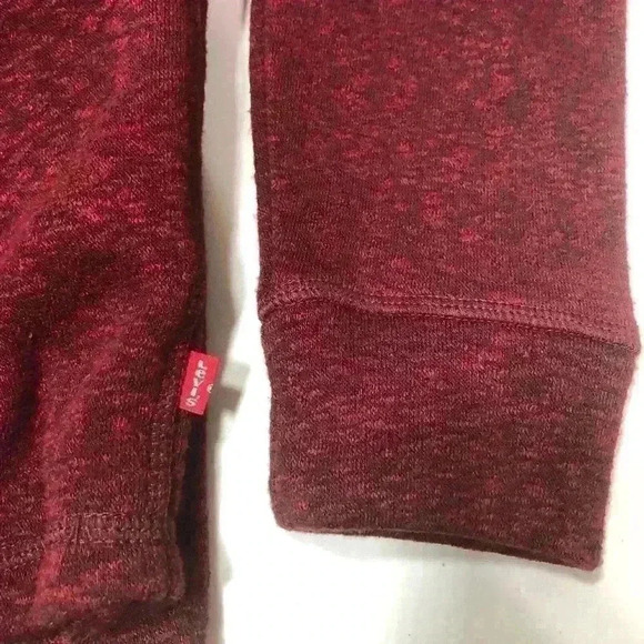 Levi’s Men’s Carbernet Red Heathered Long Sleeve Hoodie Kangaroo Pocket Small - Picture 8 of 12